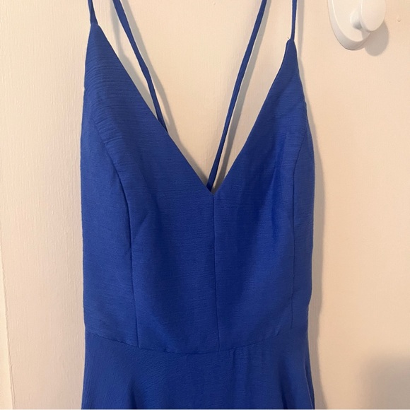 NWT Lulus Troulos Royal Blue Lace Up Midi Dress Skater Gauze Size Small - Picture 5 of 15